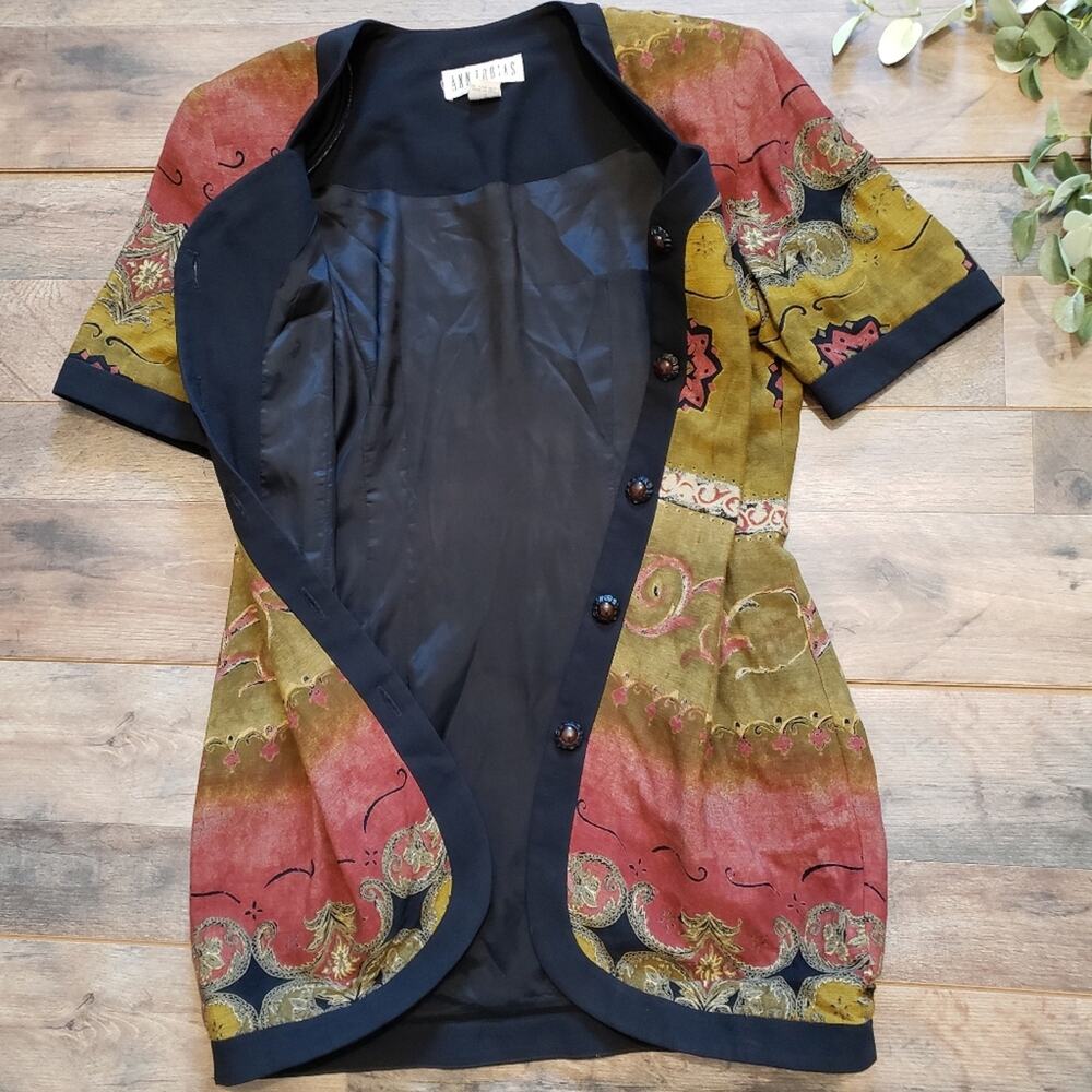 Vintage Ann Tobias Button Front Indigo Jacket Size 8 Indie Sleaze Blazer Grunge - Picture 3 of 12